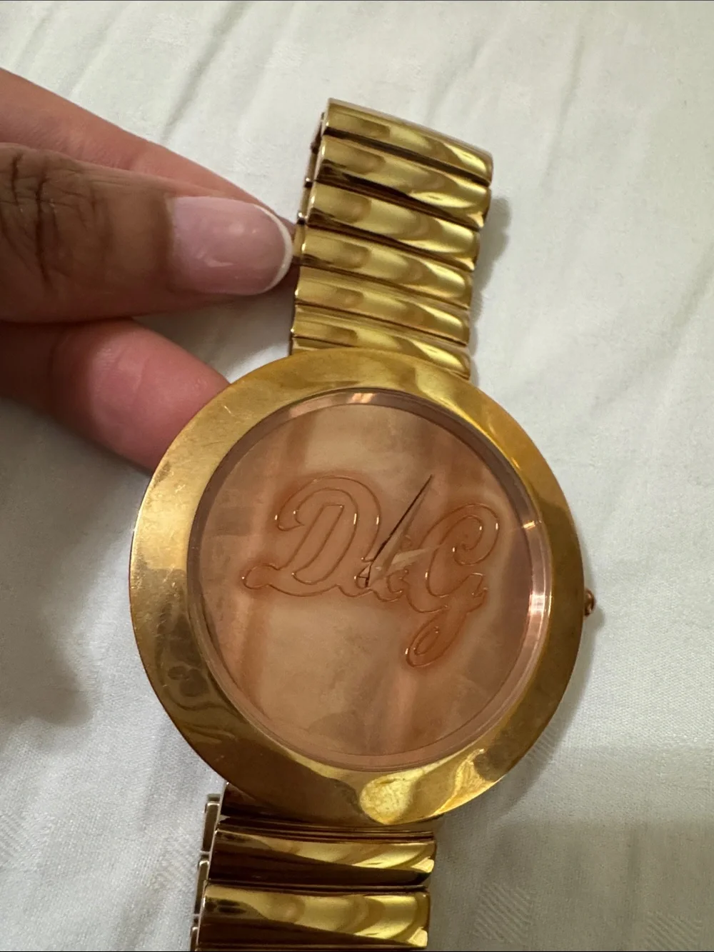 D&G Gold-Tone Round Logo Bracelet Watch